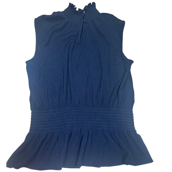 KARL LAGERFELD Paris Black Smocked Peplum Knit Top – Sleeveless, Size Small - Picture 3 of 4